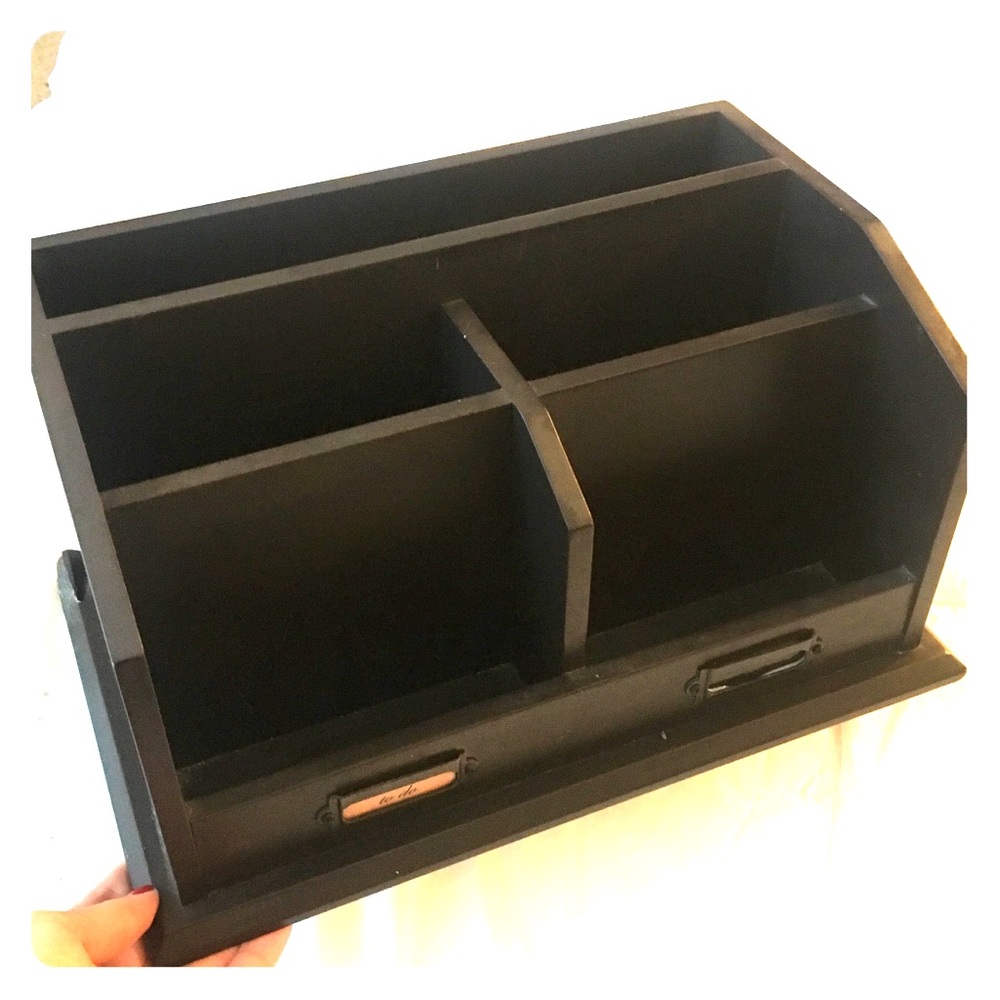 Black wooden file organizer